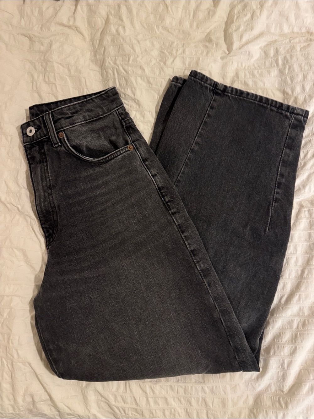 Zara Black/Grey High-Rise Barrel Jeans